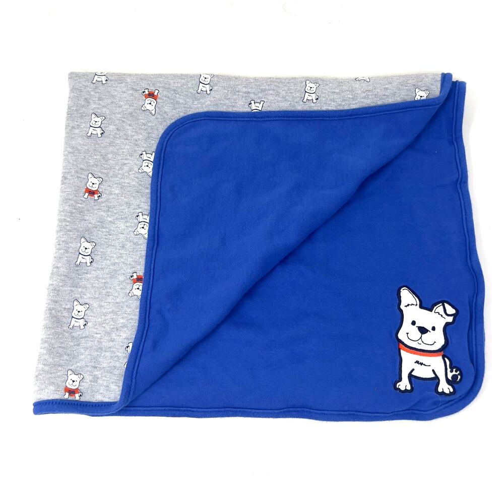 Carter's Just One You Puppy Dog Blanket‎ Blue Gray Reversible Receiving Crib